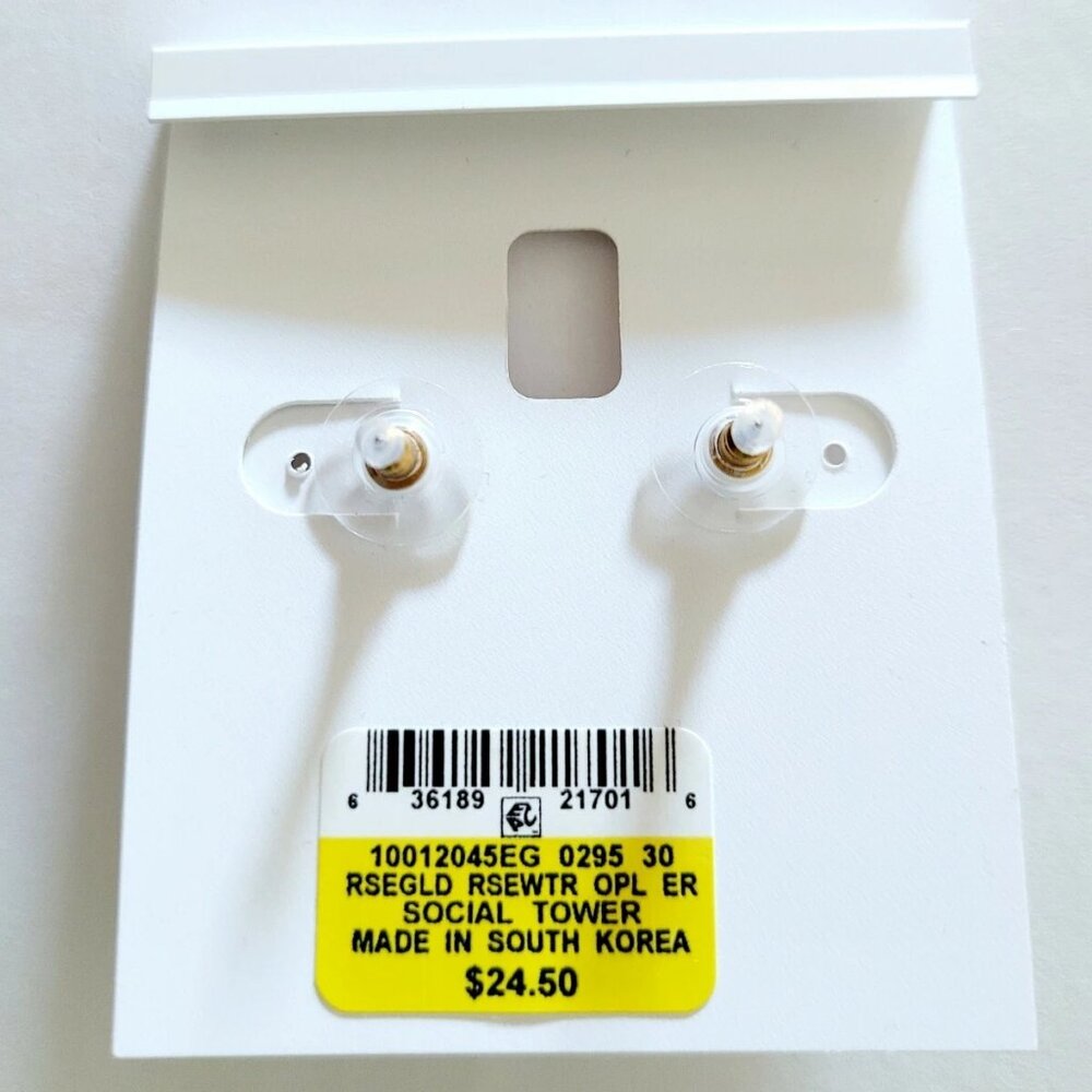 NWT Charter Club Rose Gold Tone Pink Stone Drop Post Earrings New MSRP $24.50 - Picture 2 of 3